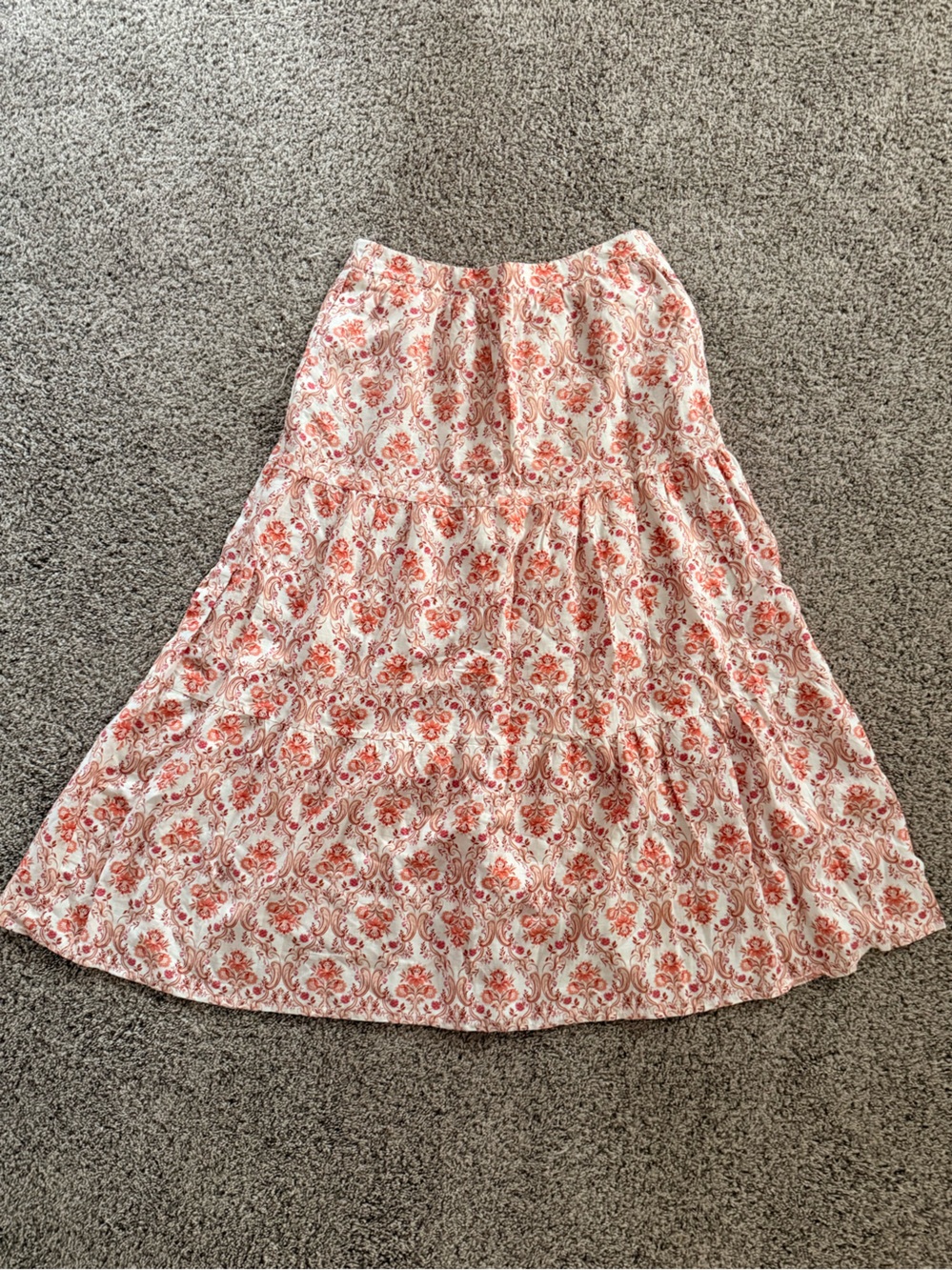 Cynthia Rowley Pink and Cream Tiered Maxi Skirt